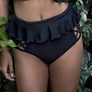 Peek & Beau Black Lattice High Waist Bikini Bottom